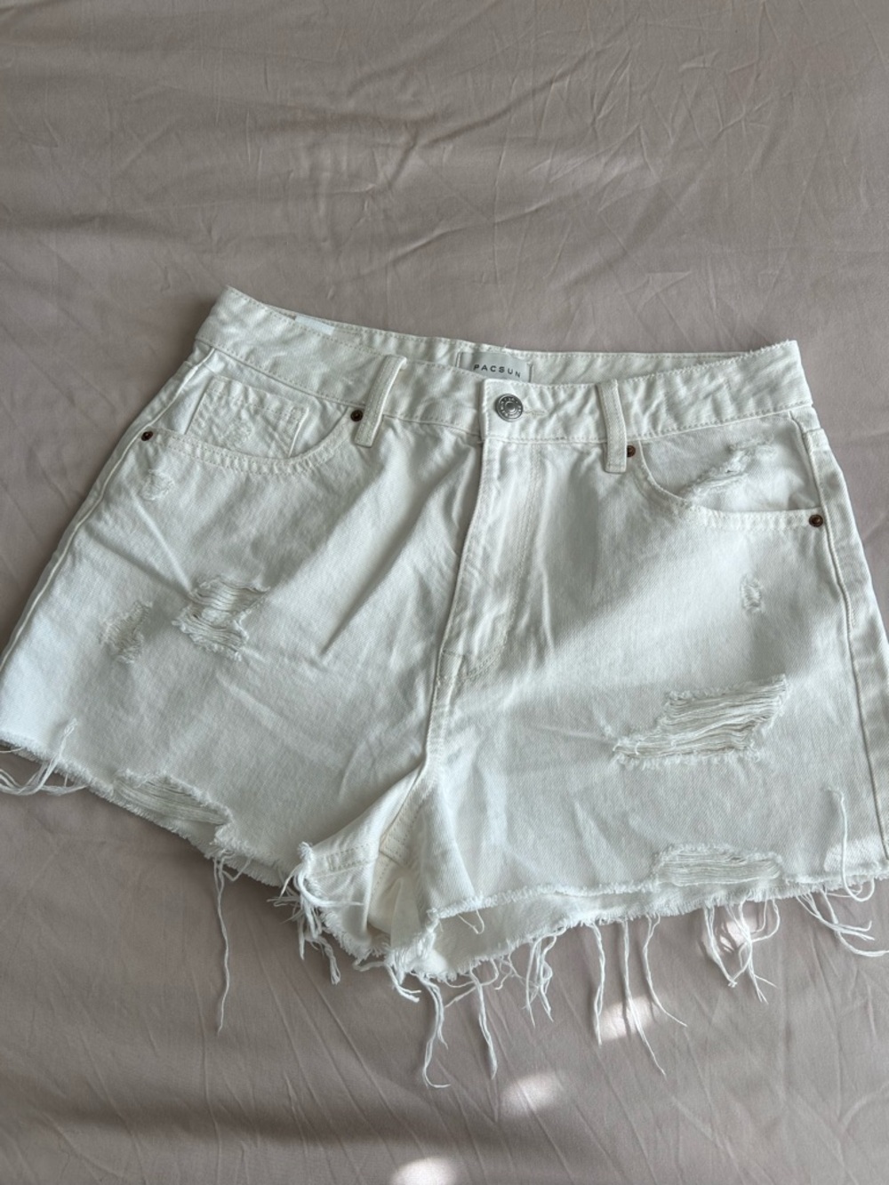 PacSun White Ripped Denim Cutoff Shorts